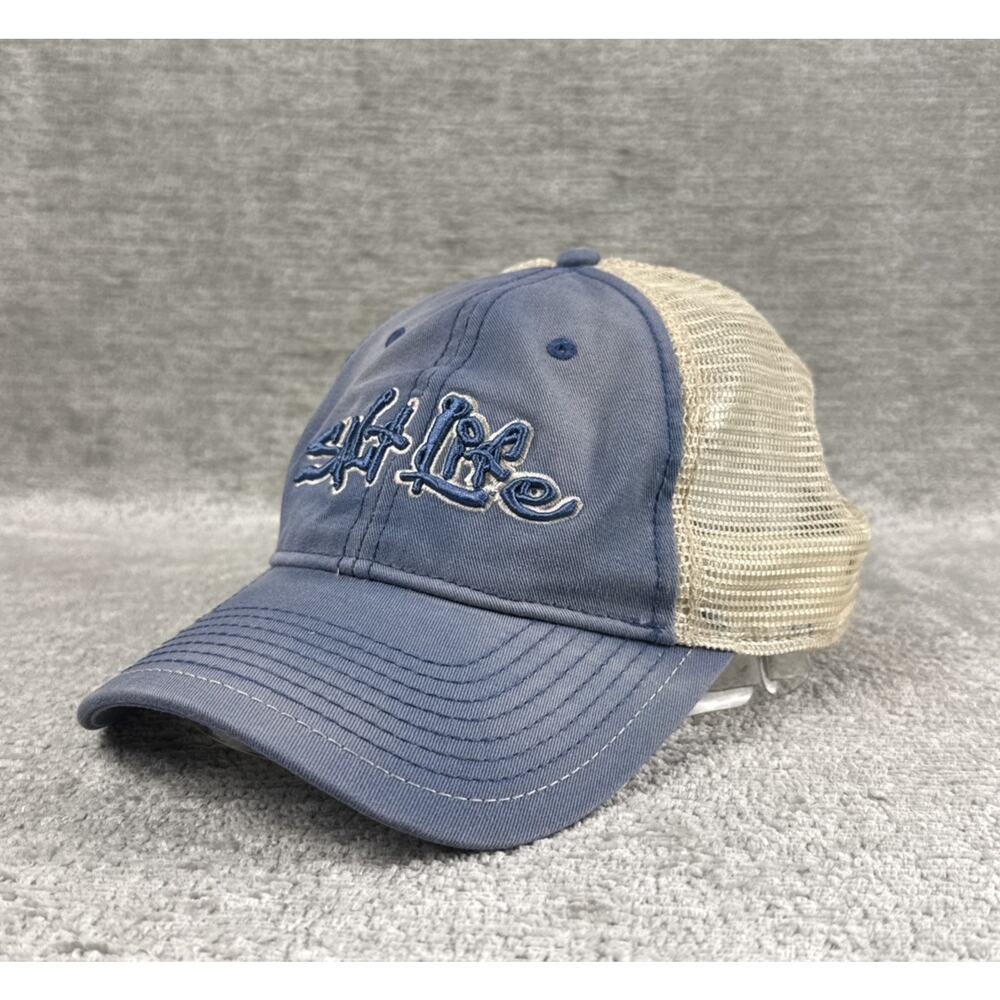 Salt Life Stance Trucker Hat Atlantic Blue Faded Mesh Snapback Fishing Cap - Picture 3 of 9